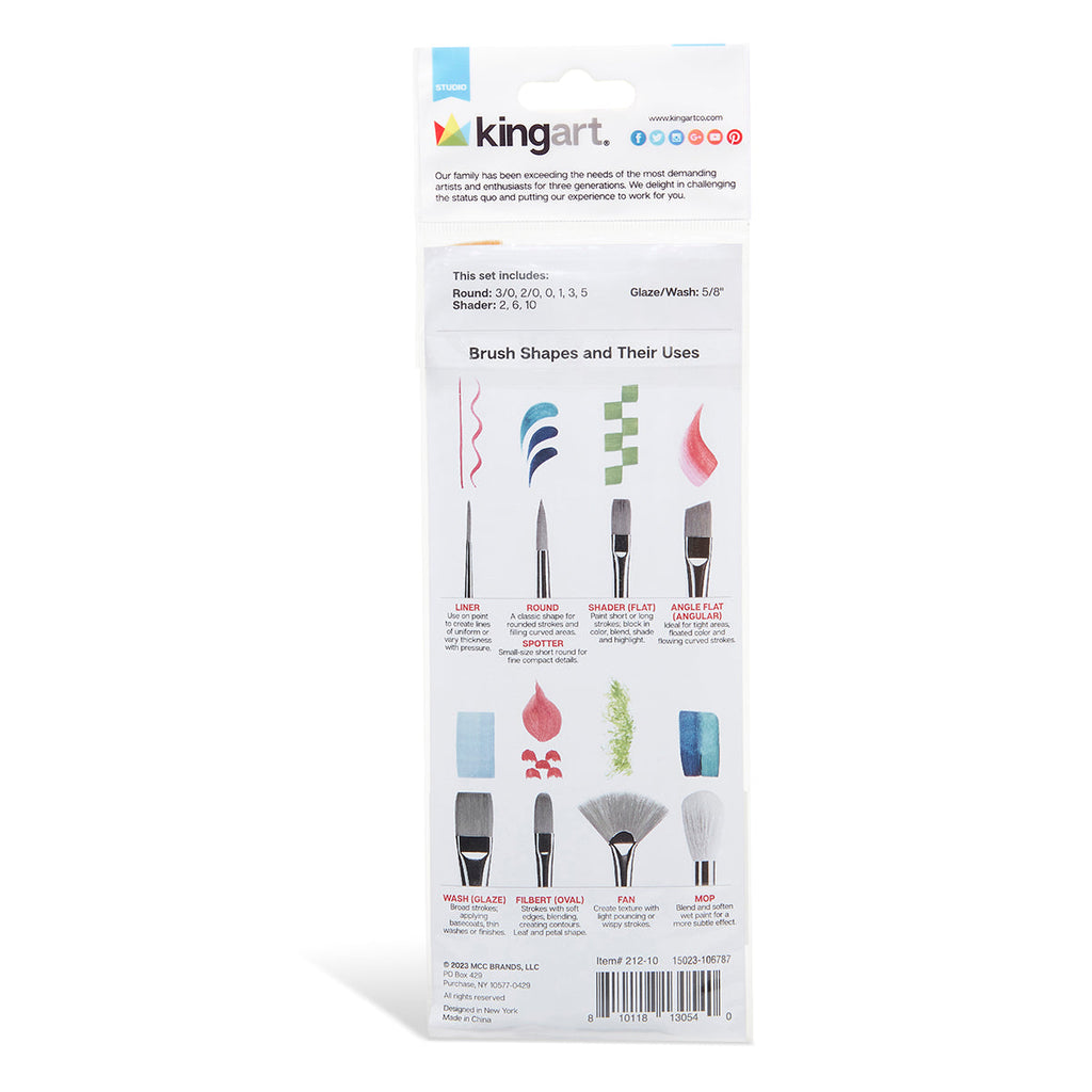 Studio Mixed Media Gold Nylon Brush Set – 10 pc