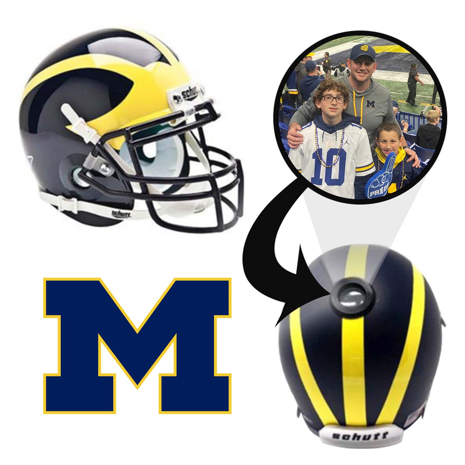 Michigan Wolverines College Football Collectible Mini Helmet - Picture Inside