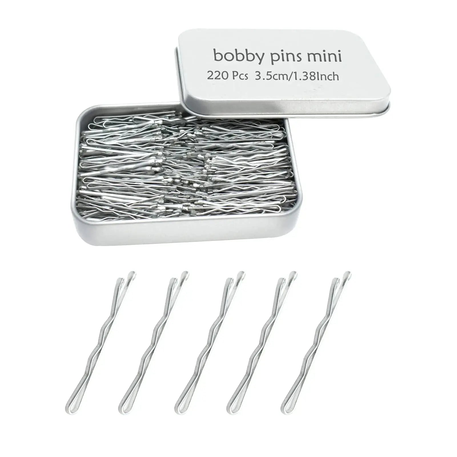 220 Ct Mini Silver Gray Bobby Pins with Metal Box – YINGFENG 1.38 Inch Premium Hair Pins for Kids, Girls, and Women
