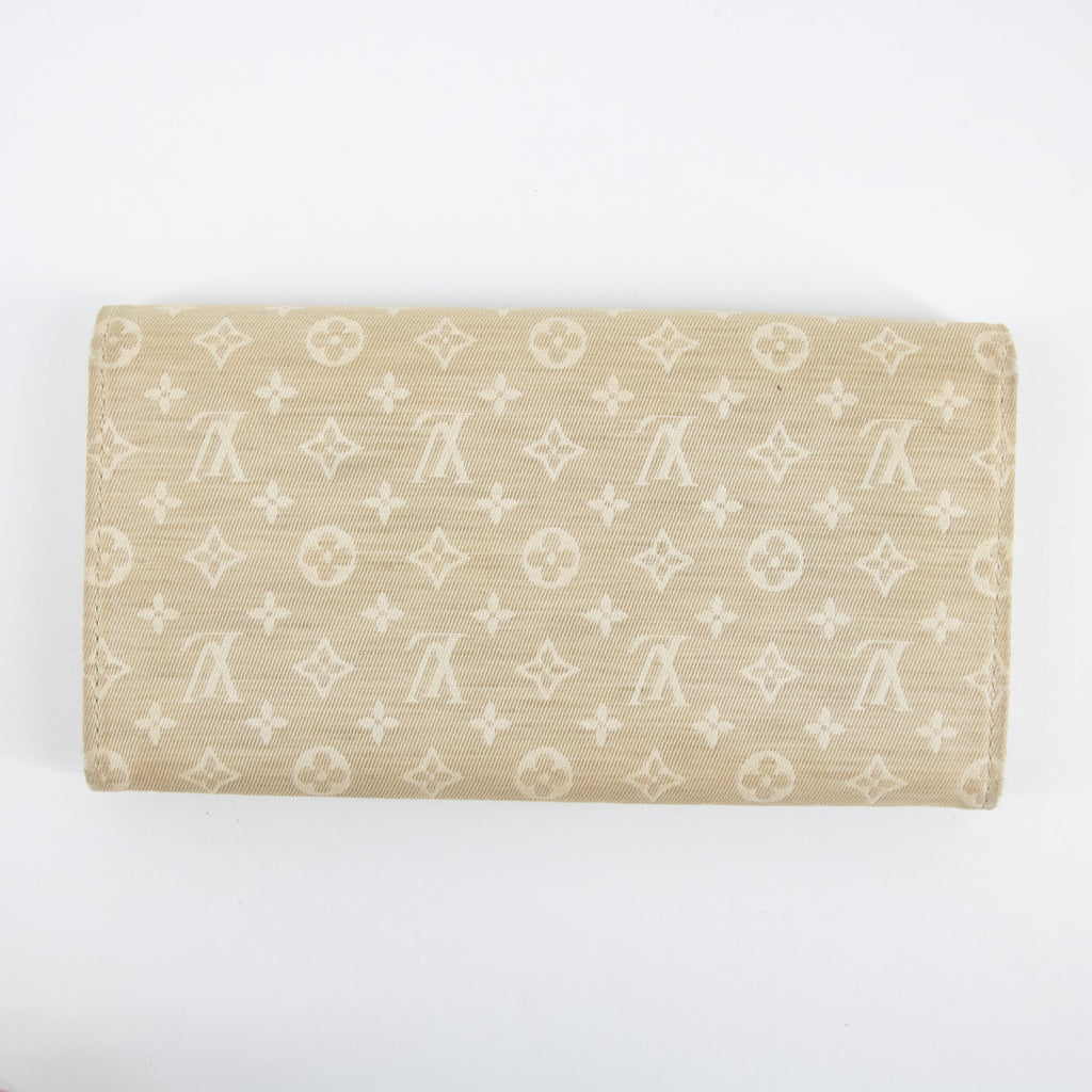 Louis Vuitton Beige Monogram Mini lin Portefeuille Sarah Wallet  #2283