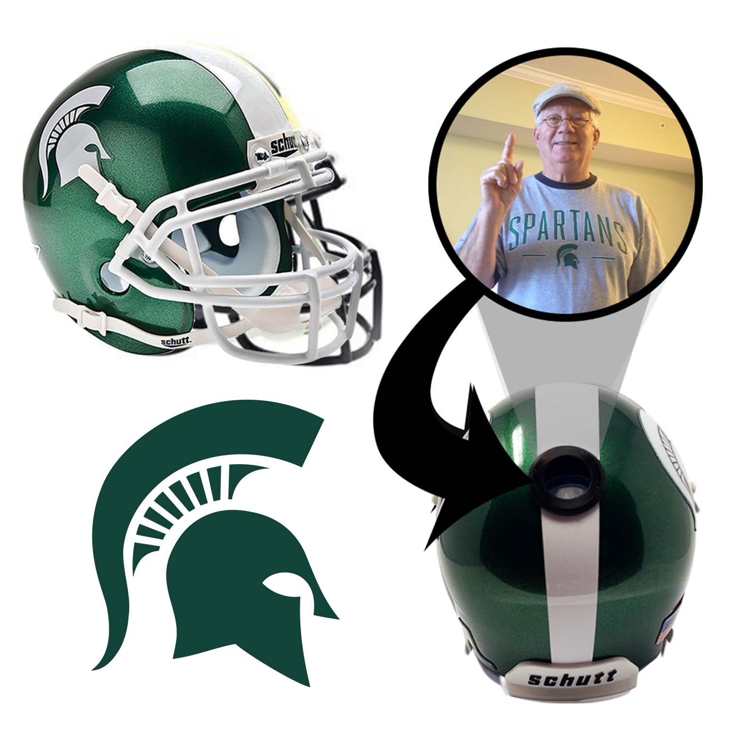 Michigan State Spartans College Football Collectible Mini Helmet - Picture Inside