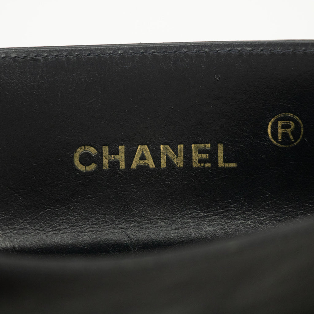 Chanel Lambskin Quilted CC Flat Tote Bag Chain Black Coco Mark #2335
