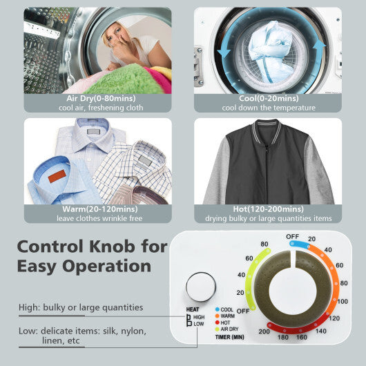 Portable Dryer with 4 Automatic Drying Mode