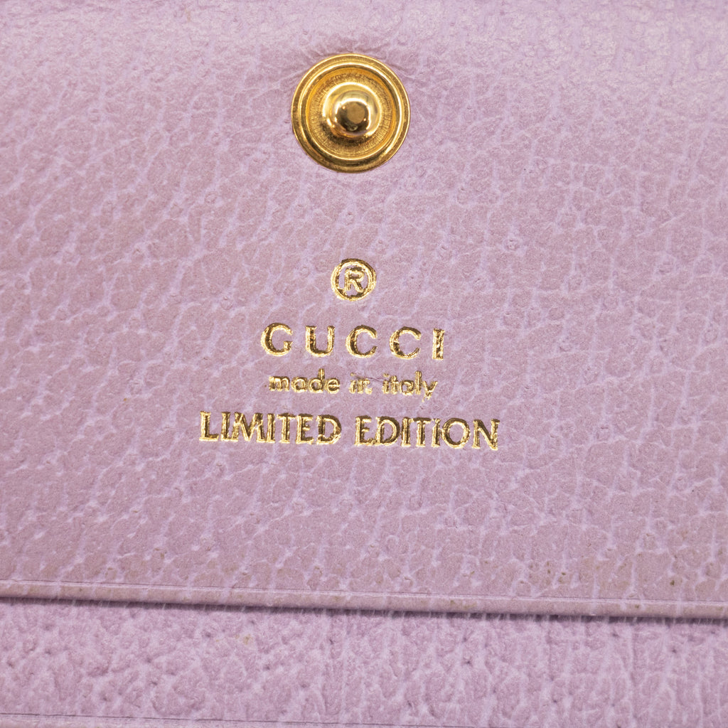 Gucci Purple GG Marmont Canvas x Leather Floral Compact Wallet  #2366
