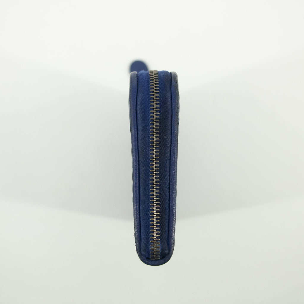 Bottega Veneta Blue Intrecciato Leather L-shaped Zipper Long Wallet  #2397
