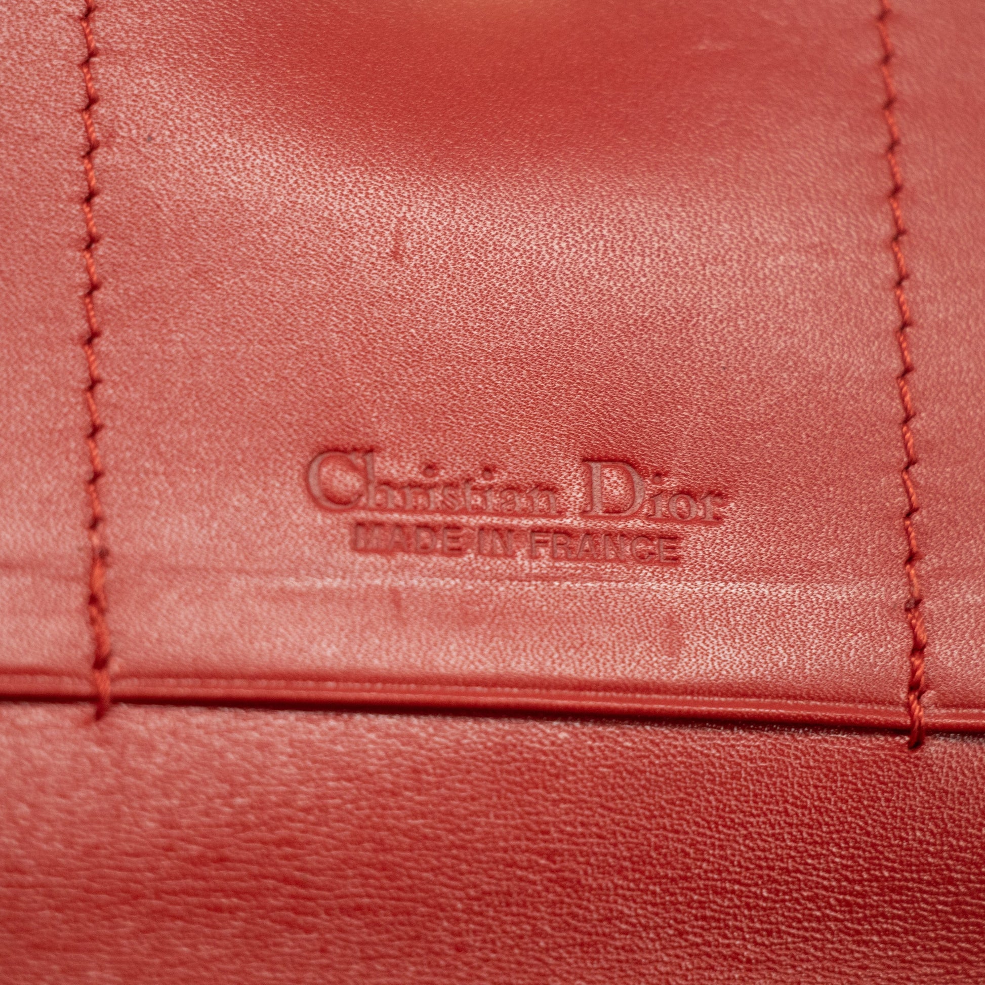 Christian Dior Red Leather Long Wallet #2465