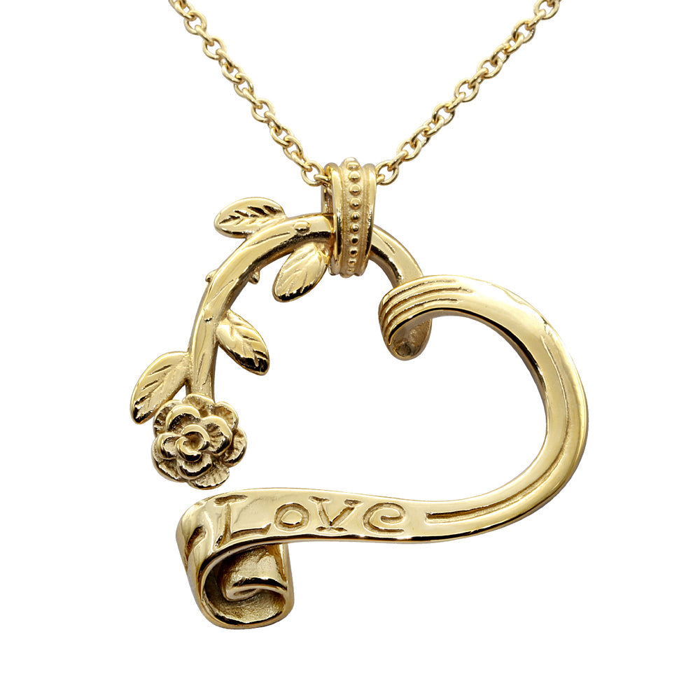 24K Gold Plated Heart Necklace Stainless Steel Pendant