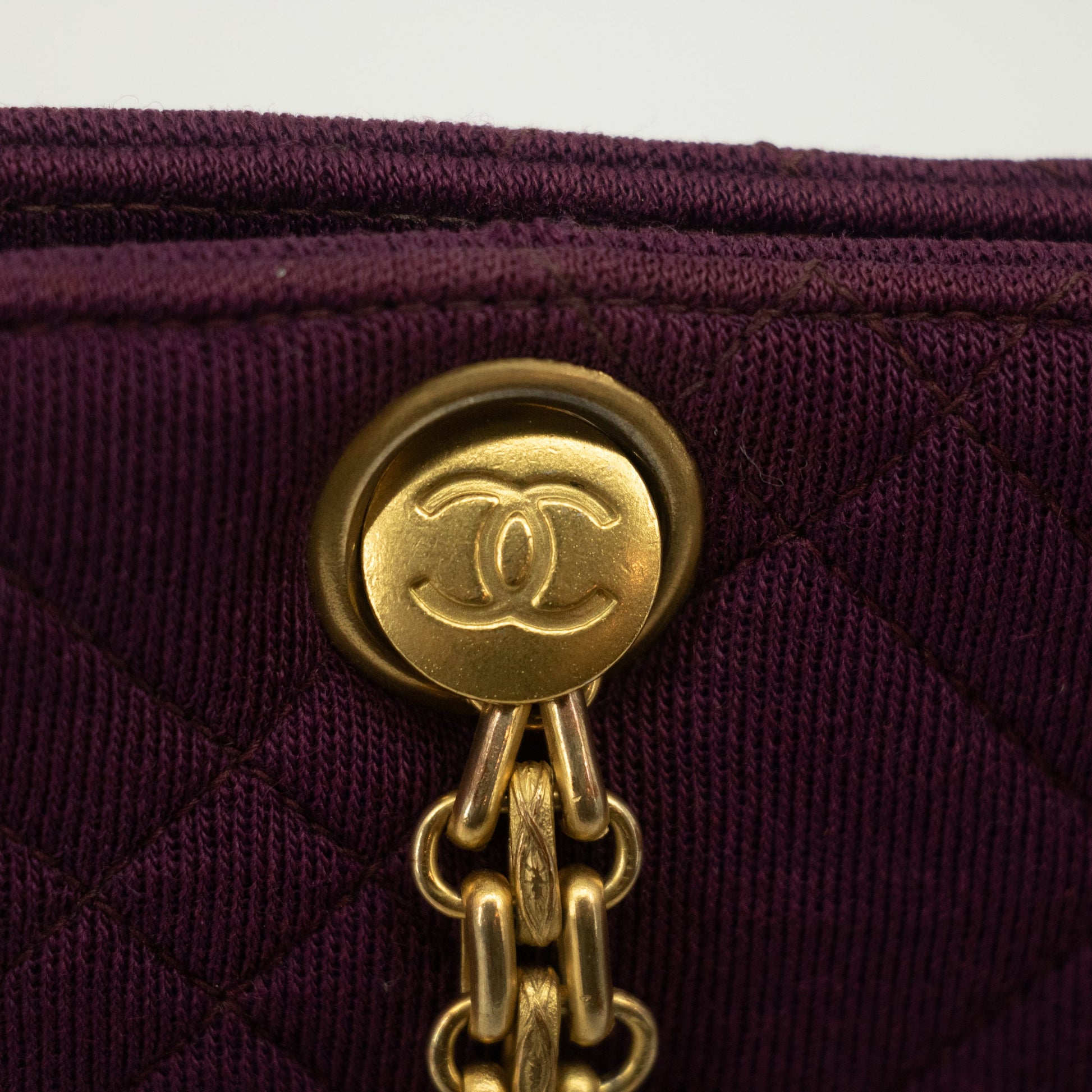 Chanel Vintage Purple Cotton Kisslock Shoulder Bag-#2533