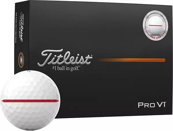 Titleist 2025 Pro V1 Performance Alignment Red Line Golf Balls