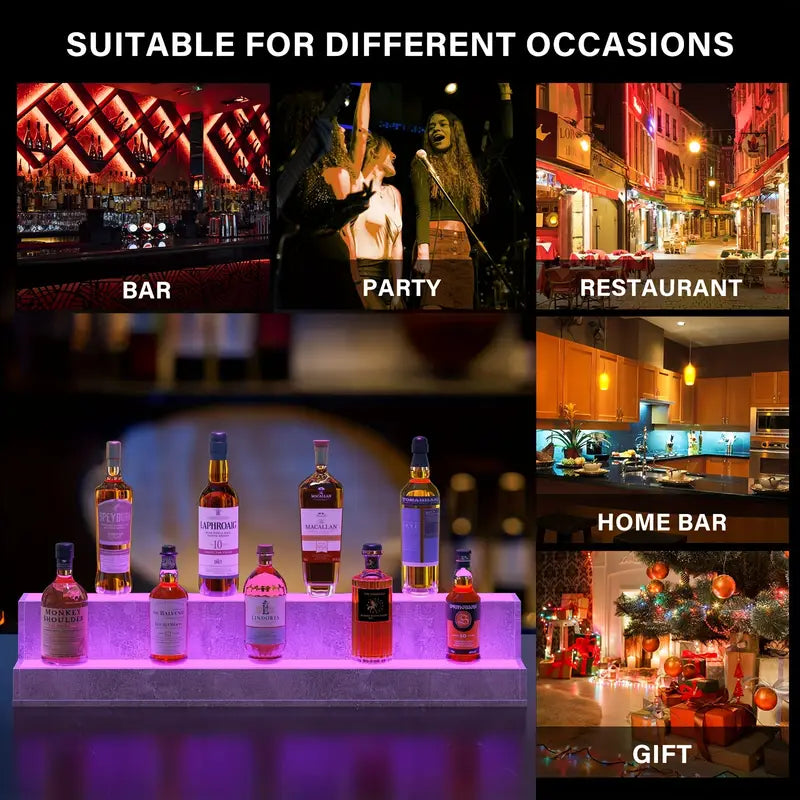 38-Inch LED Liquor Bottle Display Shelf – App & Remote-Controlled Bar Stand