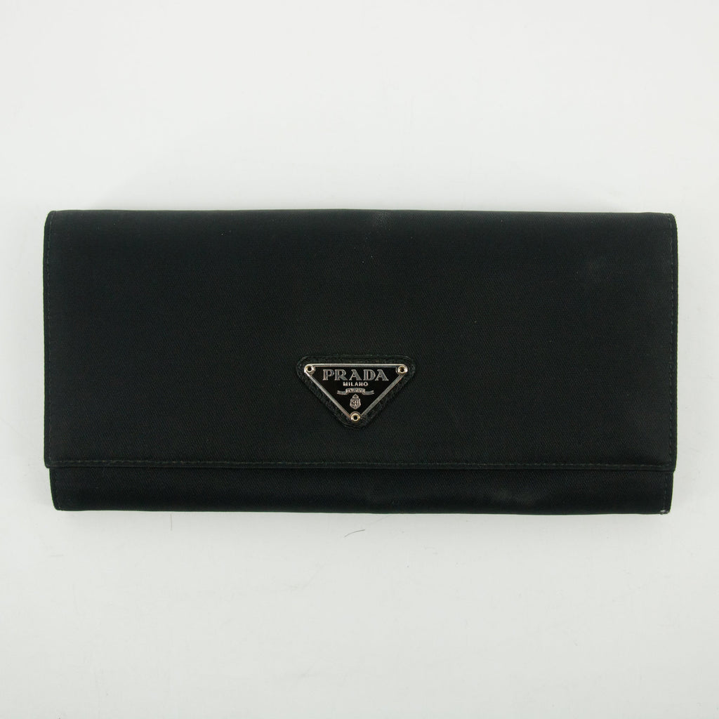 Prada Black Tessuto Nylon Long Wallet  #2641