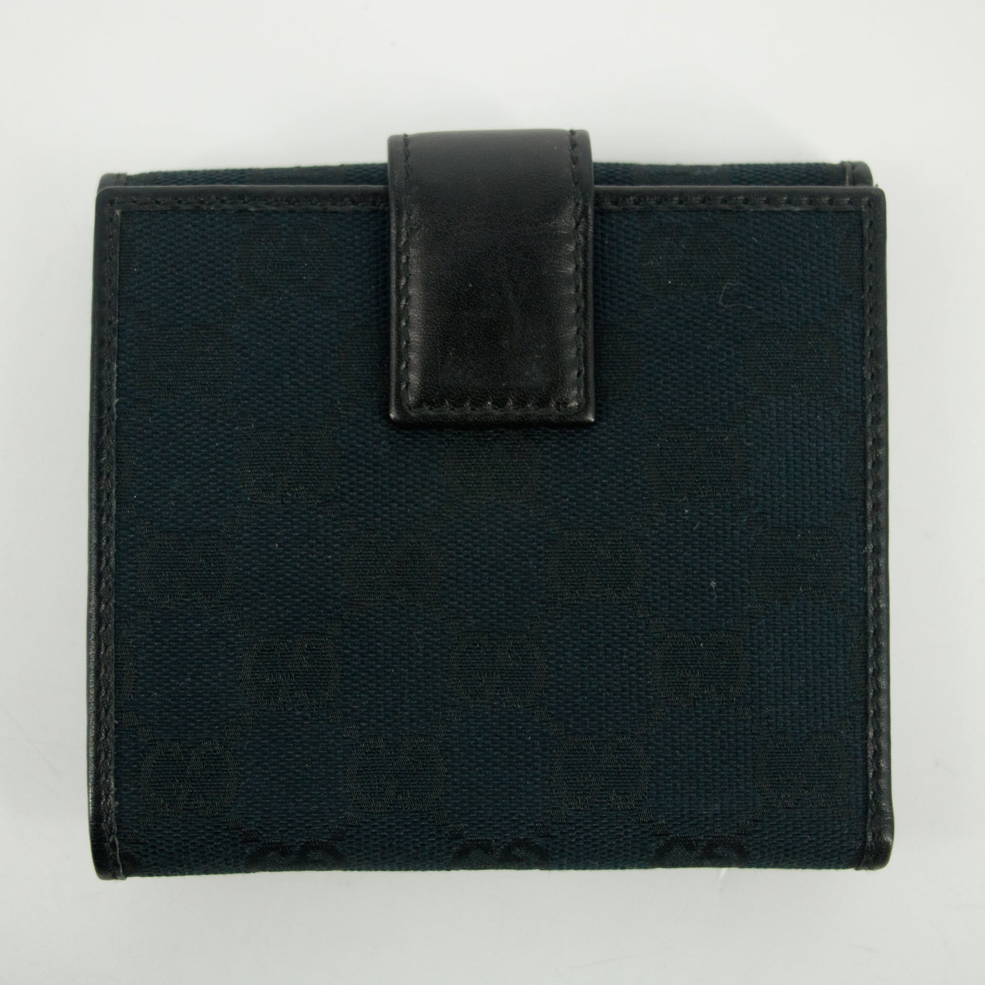 Gucci Black GG Canvas x Leather Compact Wallet #2647