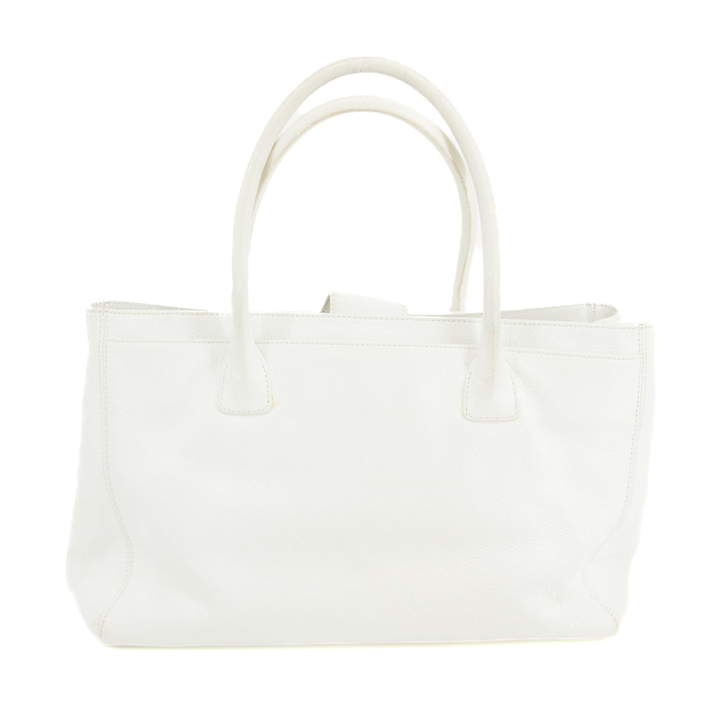 Chanel Caviar Skin White Executive 2-Way Tote Bag -#2698