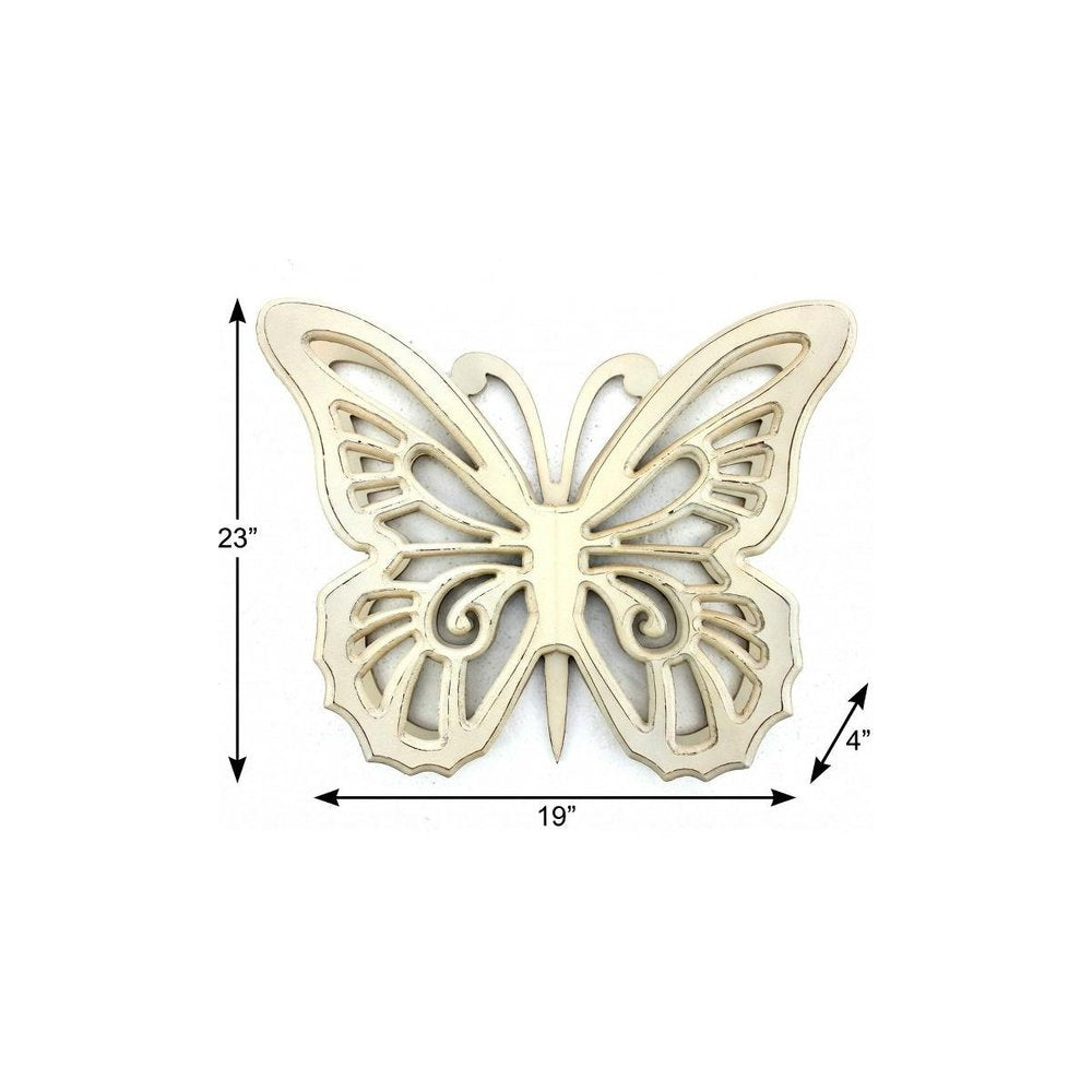 23" X 19" X 4" Red Rustic Butterfly Wooden  Wall Decor