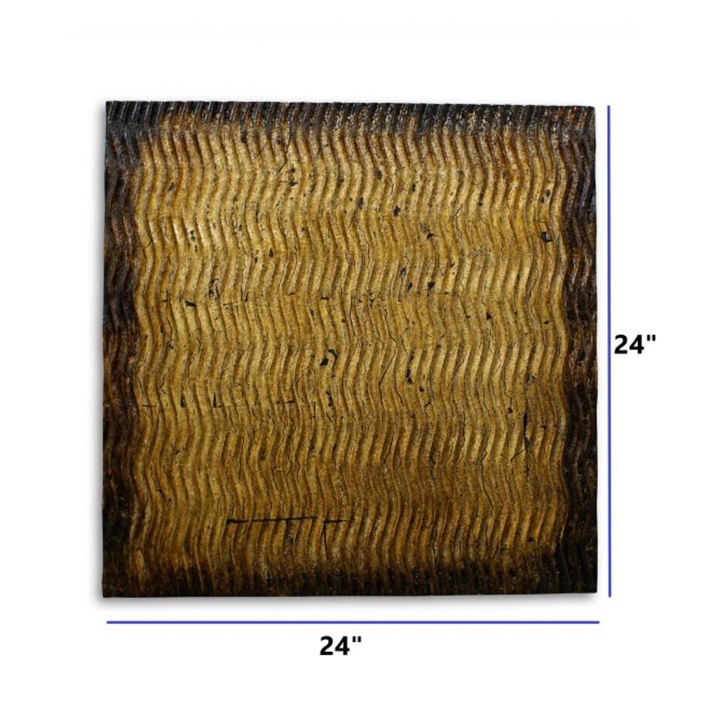 24" X 24" X 1" Raw Wood Look Silver Finish Square Wall Art Medium