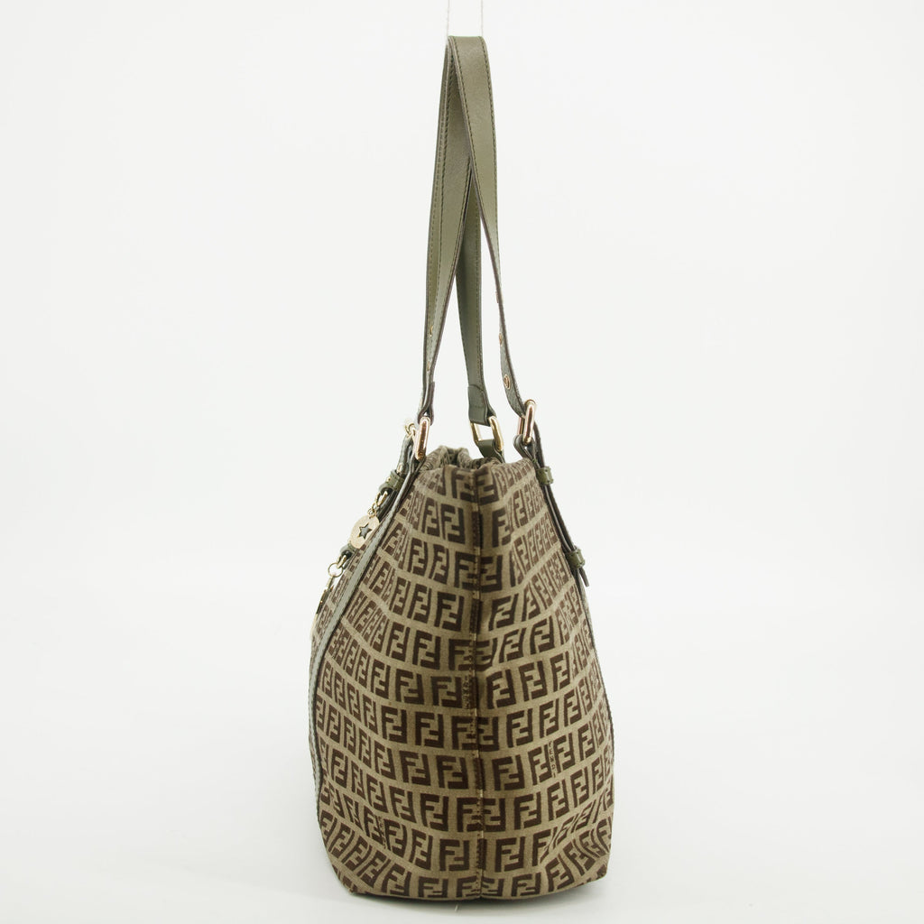 Fendi Khaki Zucchino Canvas FF Shoulder Bag #2855