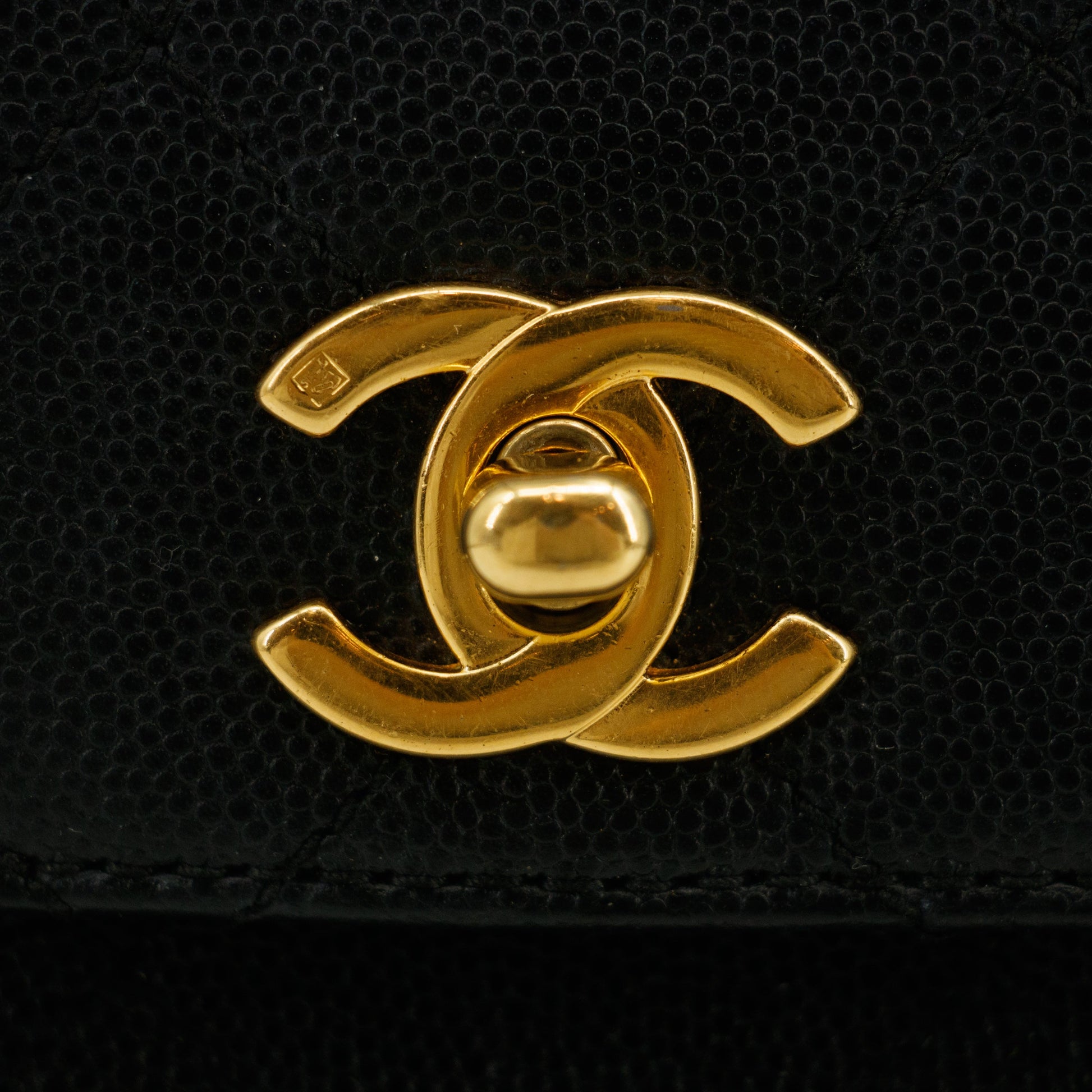 Chanel Matelasse Caviar Skin Turnlock Tote Bag Black 13 Series #2918
