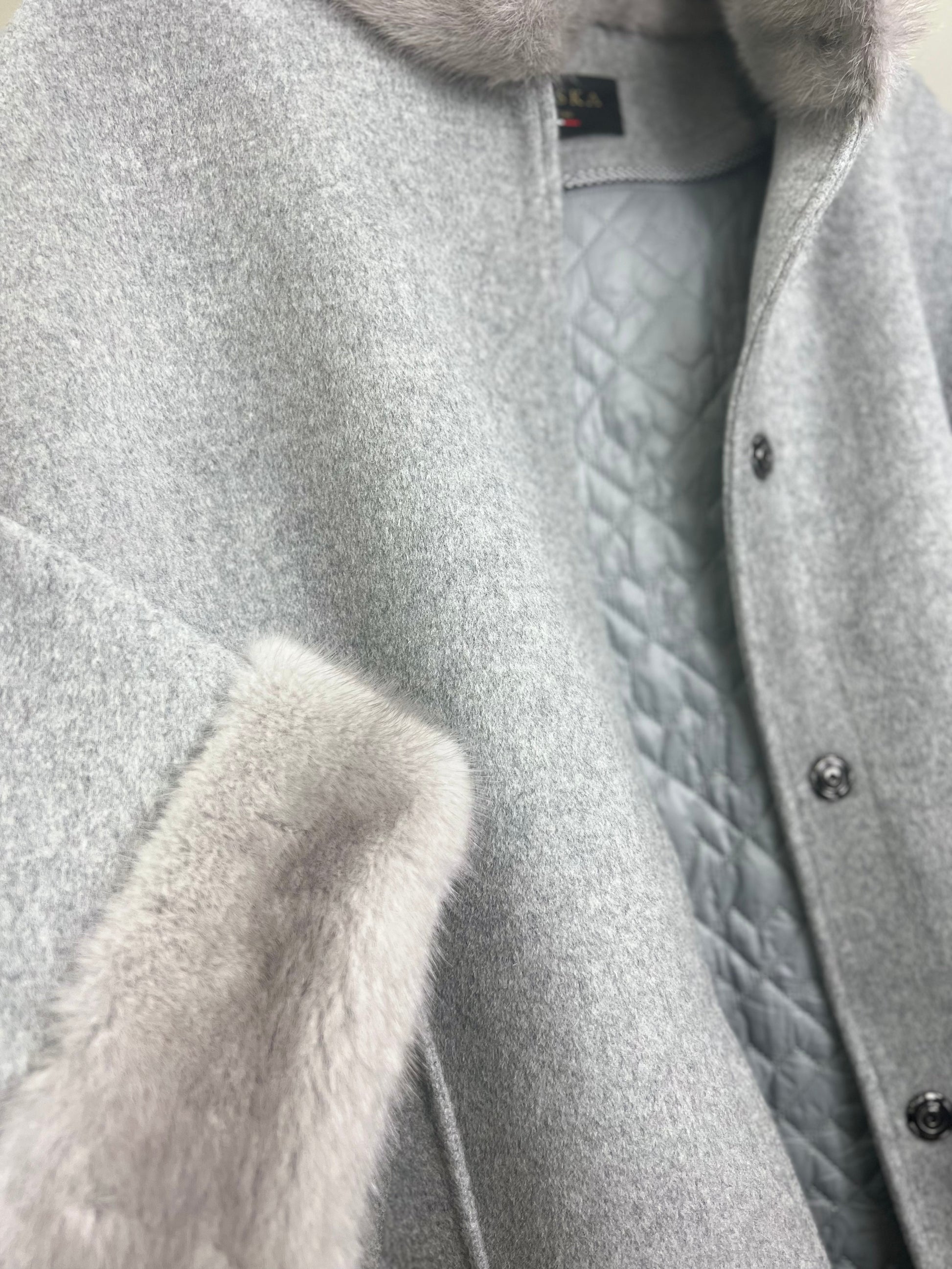 Genuine Scandinavian Mink Fur Virgin Wool Coat