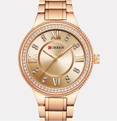 Rose Gold Crystal Women's Watch Roman Numeral Bracelet