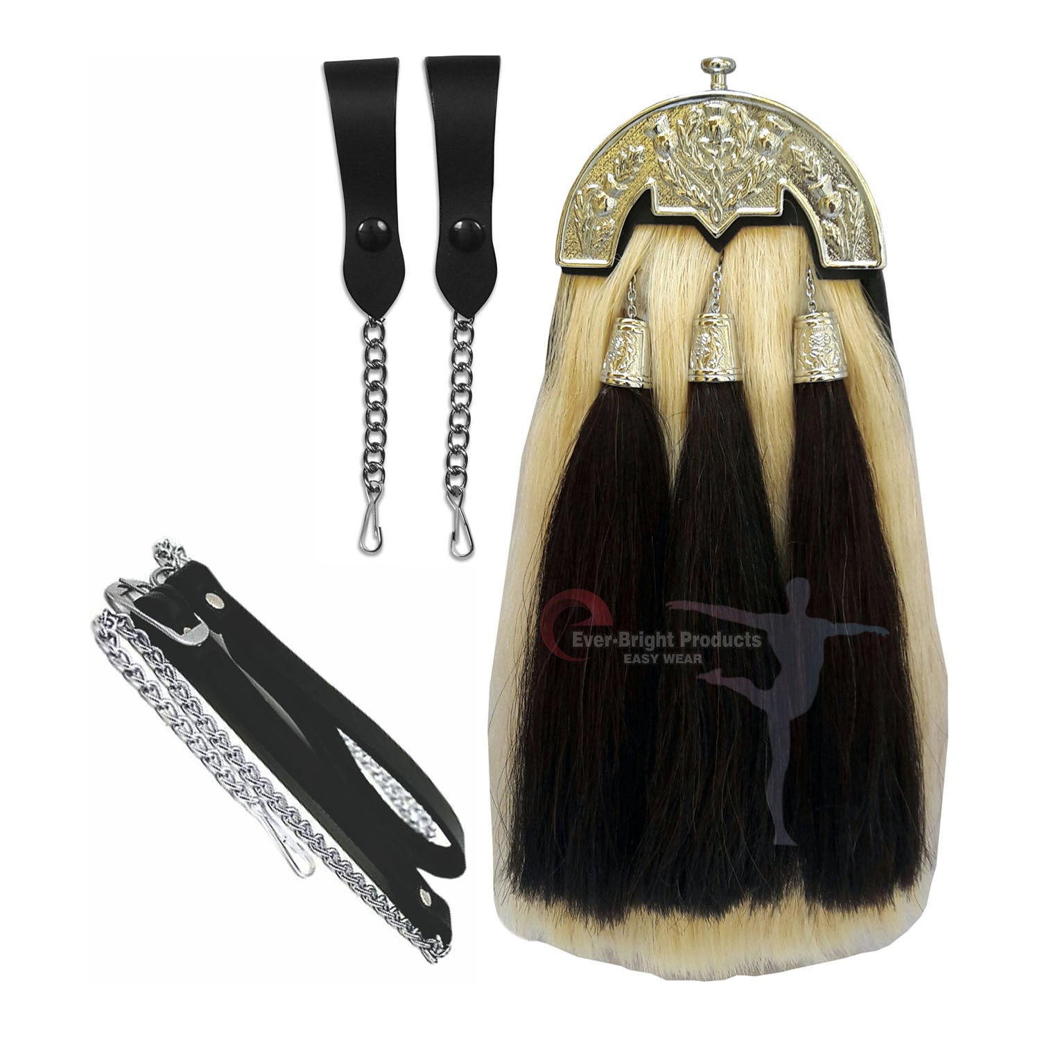 Original Horse Hair Sporran With Unique Chrome Cantel