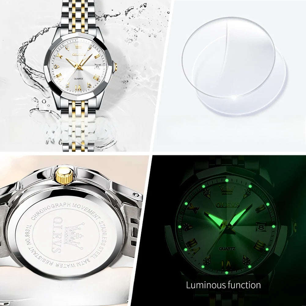 Women's Two Tone Stainless Steel Quartz Watch With Date