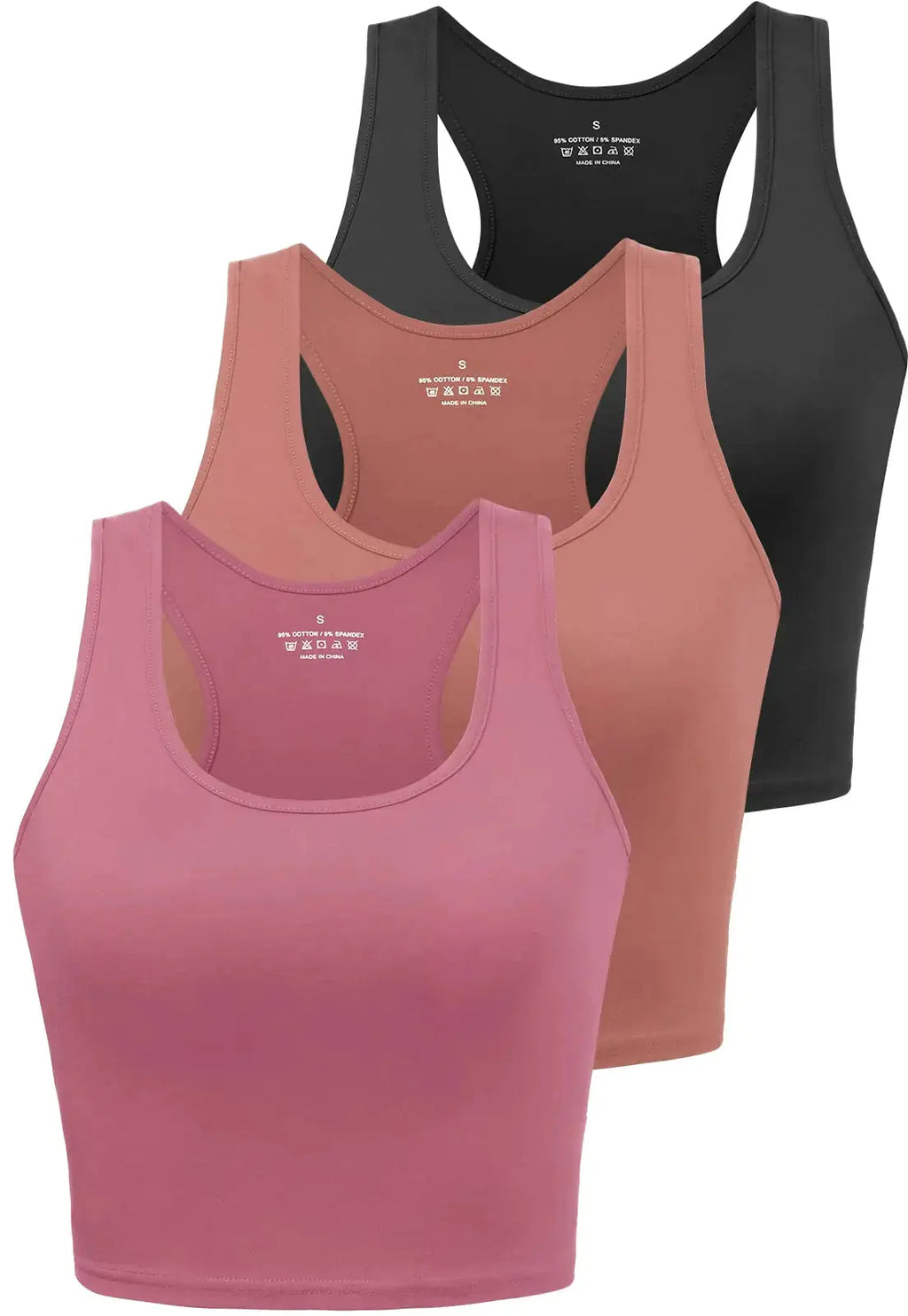 3 Pack Women Sports Crop Tank Tops - Cropped Workout Tops