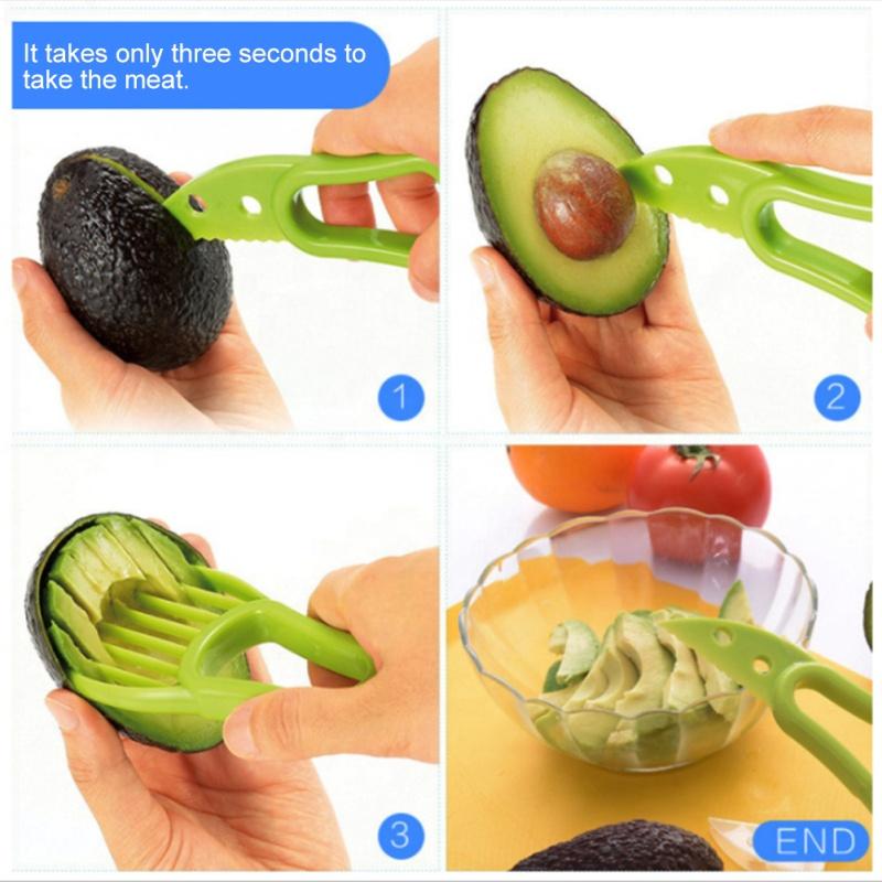 Avocado Slicer 3-in-1 Safe Plastic Blade Cutter Splitter Fan Slicer BPA Free