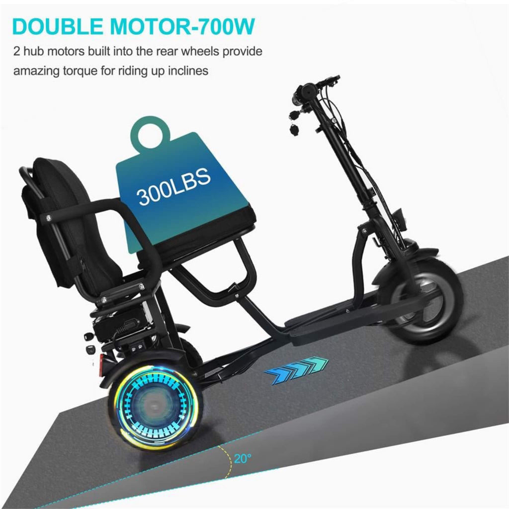 EZG 3-Wheel Electric Heavy-Duty Lightweight Powered Mobility Scooter For Adults, 280LBS (SAK47361)