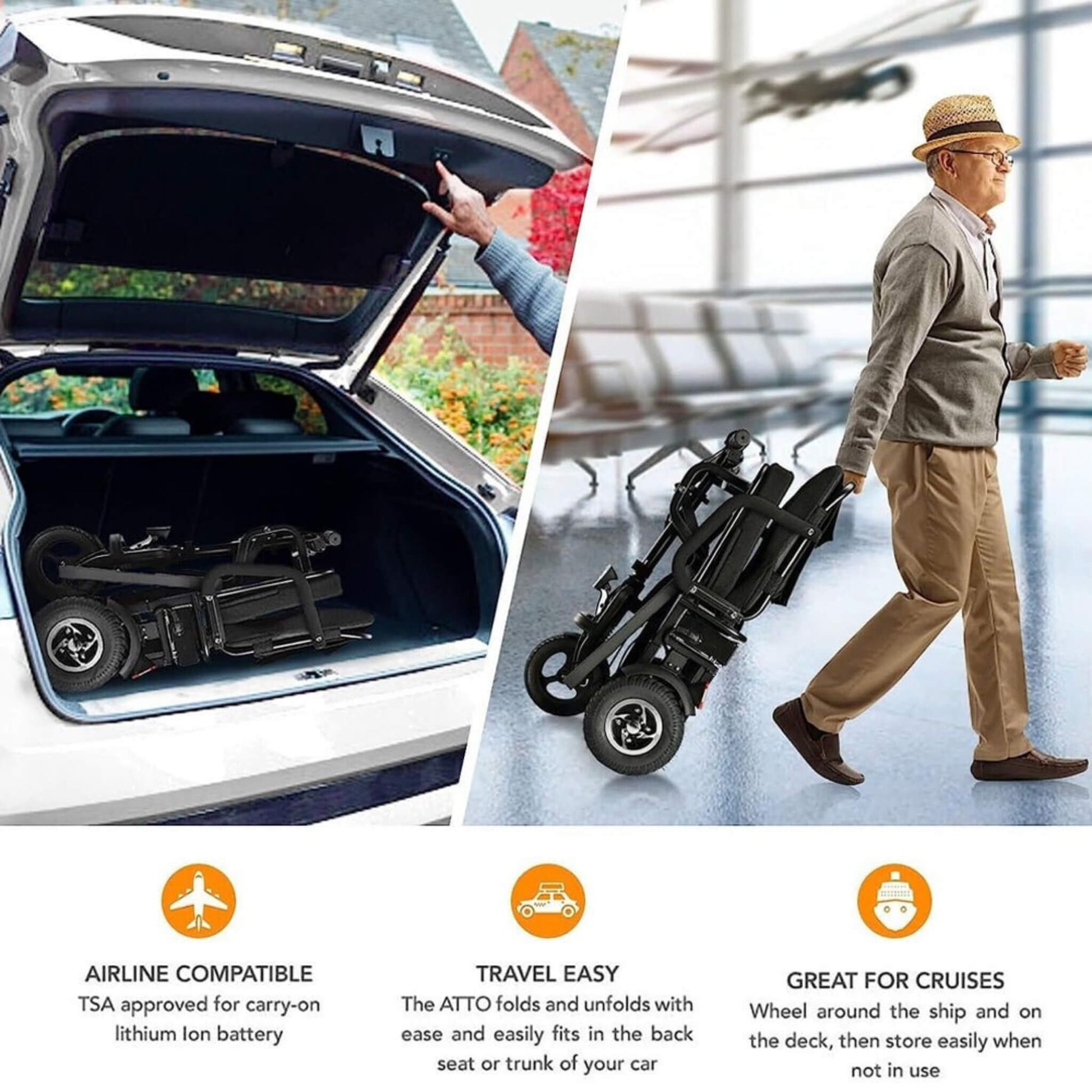 EZG 3-Wheel Electric Heavy-Duty Lightweight Powered Mobility Scooter For Adults, 280LBS (SAK47361)