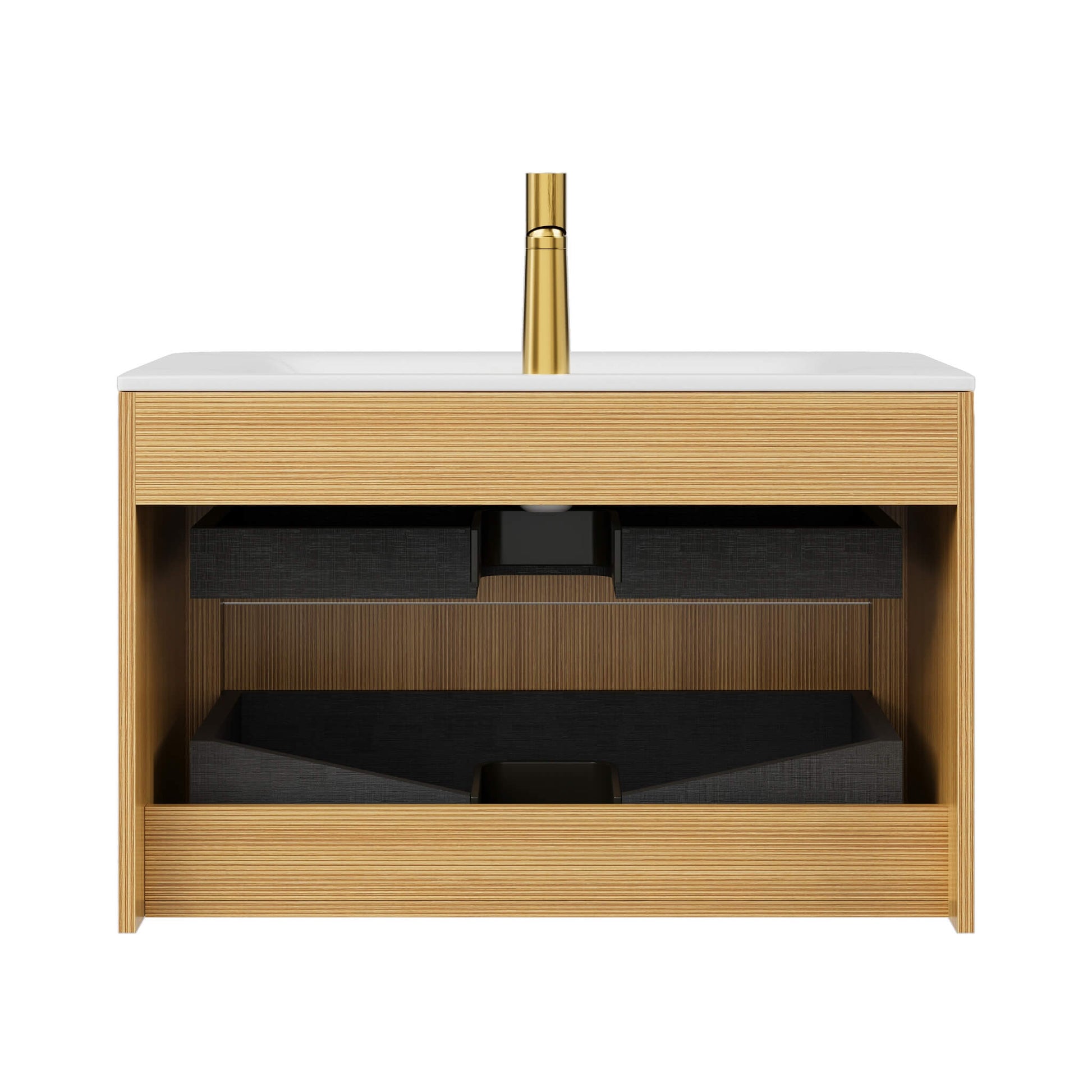 Nuvia Luxury 30/36-Inch Sintered Stone Floating Bathroom Vanity With Sink (SAK70429)