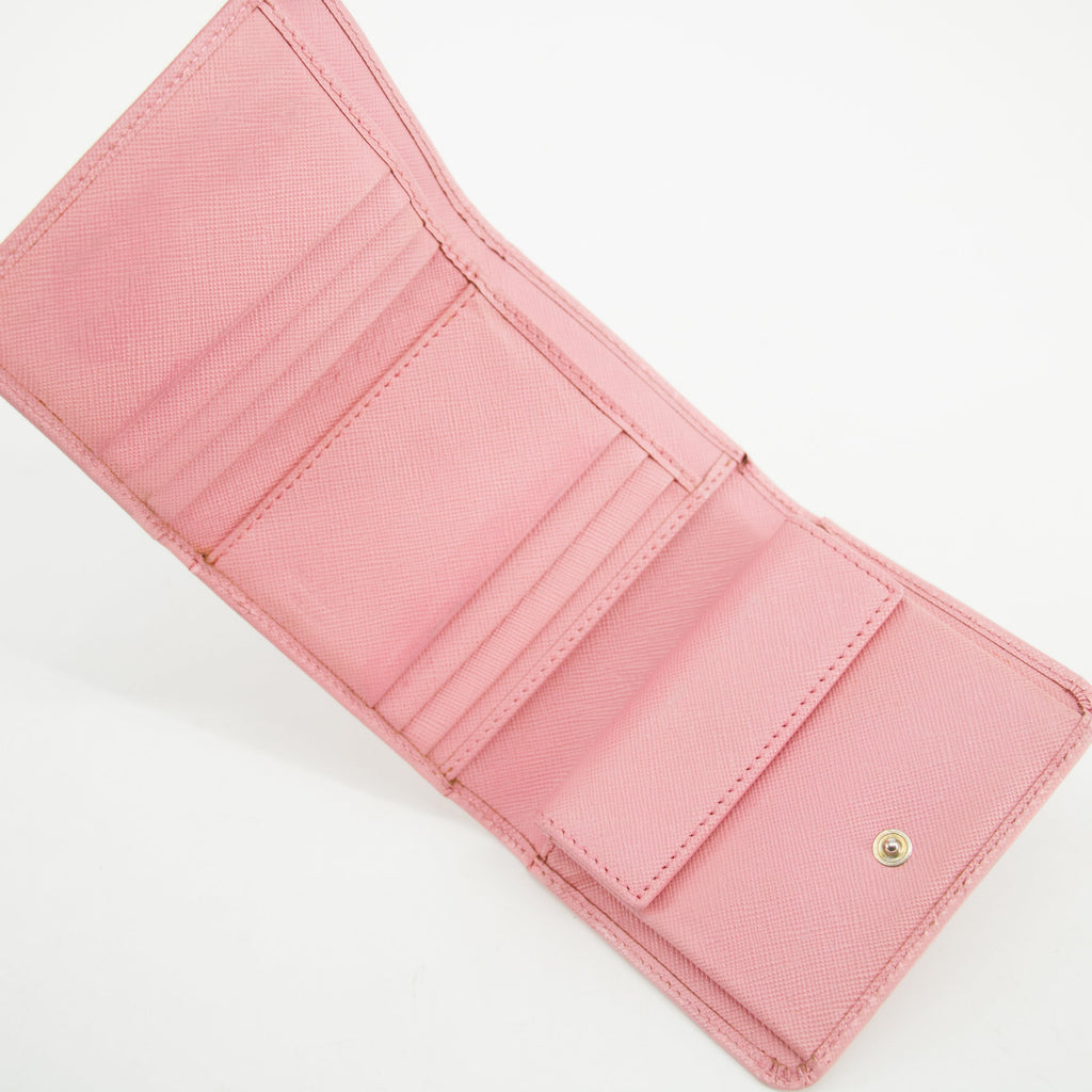 Prada Pink Saffiano Leather Compact Wallet #3010