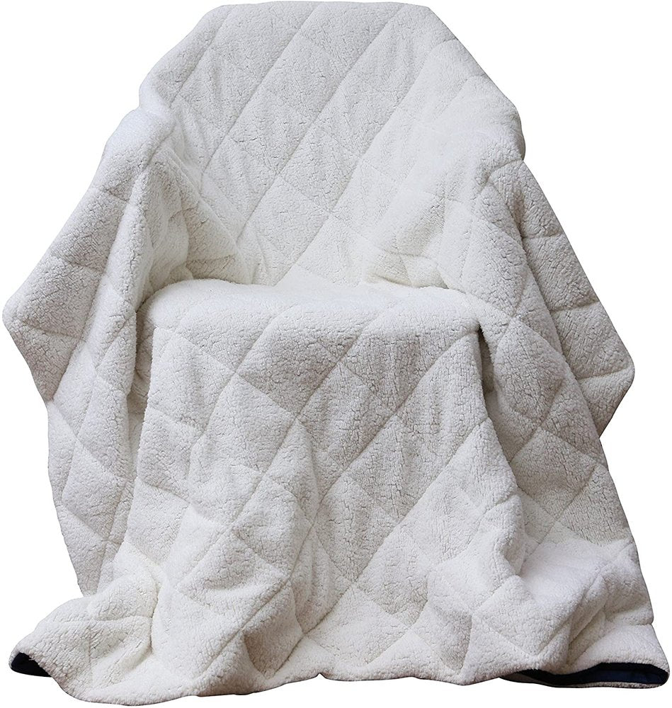 60" X 80" Navy Blue Microfiber Quilted Plush Throw Blanket