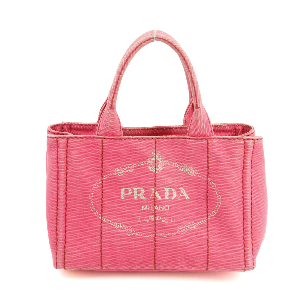 Prada 2Way Canvas Canapa Logo Tote Pink Small #3053