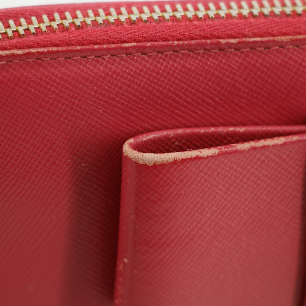 Prada Saffiano Fiocco Bow Zip Around Wallet #3089