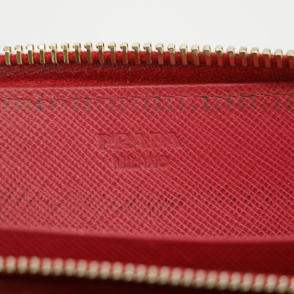 Prada Saffiano Fiocco Bow Zip Around Wallet #3089