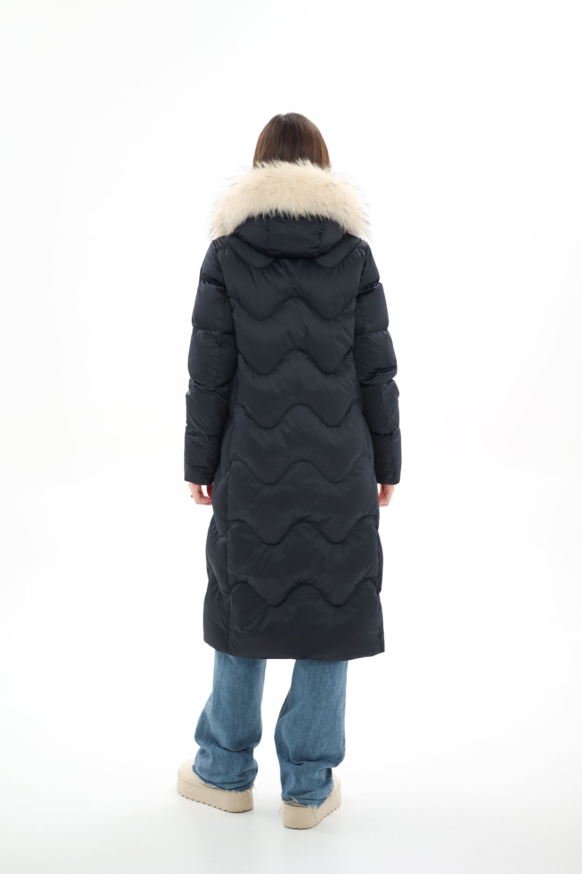 Genuine Fur Trim Down Fill Coat