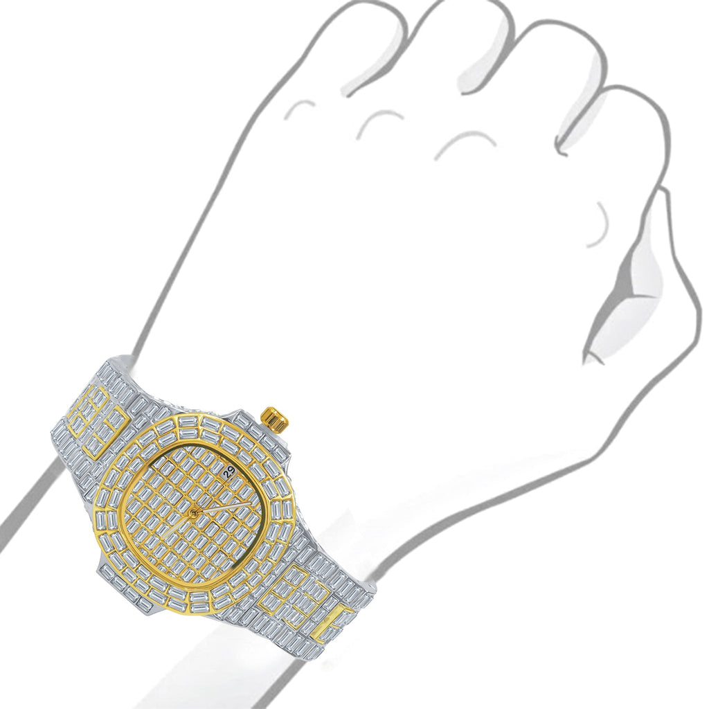 30mm Bling Metal Watch Crystal Bezel Quartz Bracelet