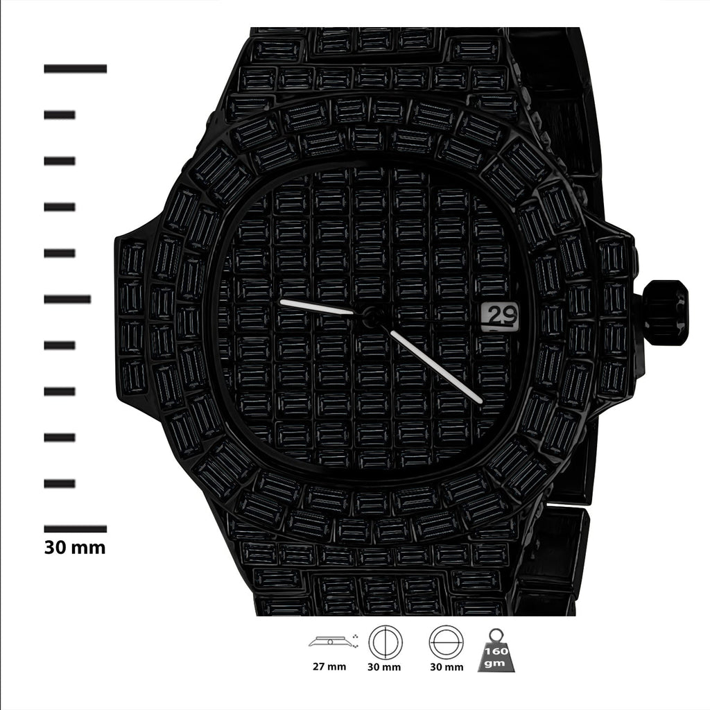 30mm CZ Hip Hop Bling Watch Iced Alloy Bracelet Baguette
