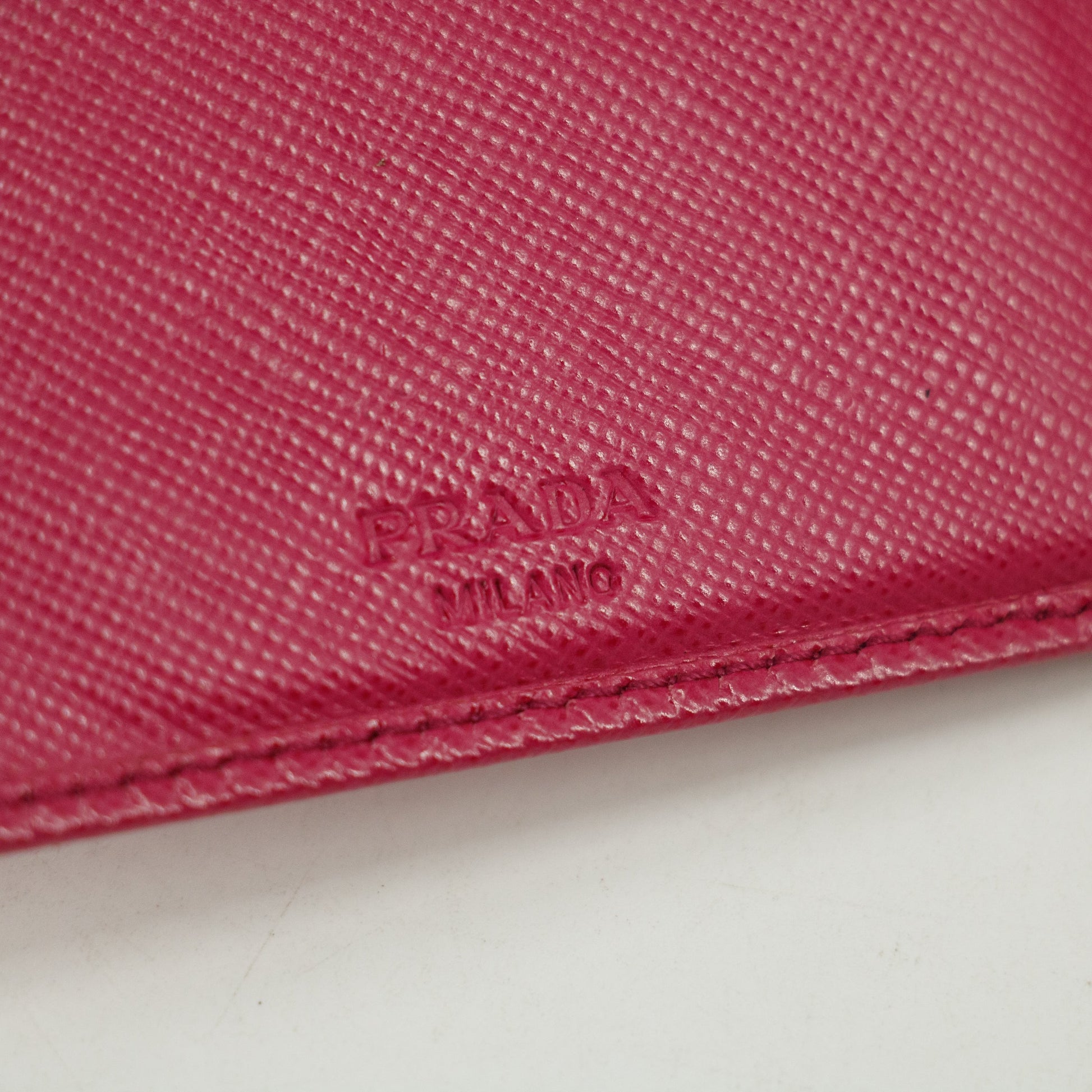 Prada Hot Pink Saffiano Lux Trifold Wallet #3100