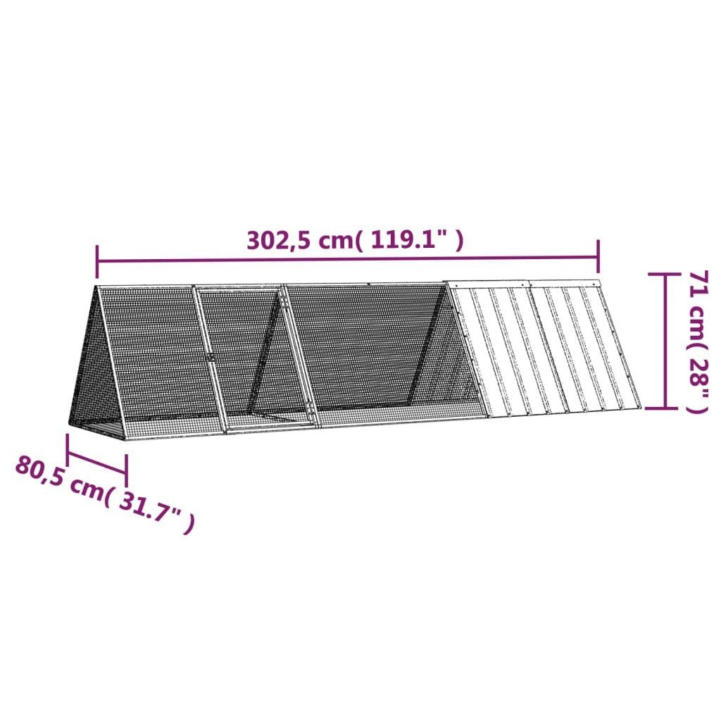 Rabbit Cage Anthracite Galvanized Steel Large Durable