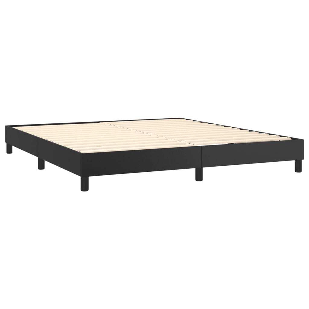 Box Spring Bed Frame Black California King Faux Leather (US Only)