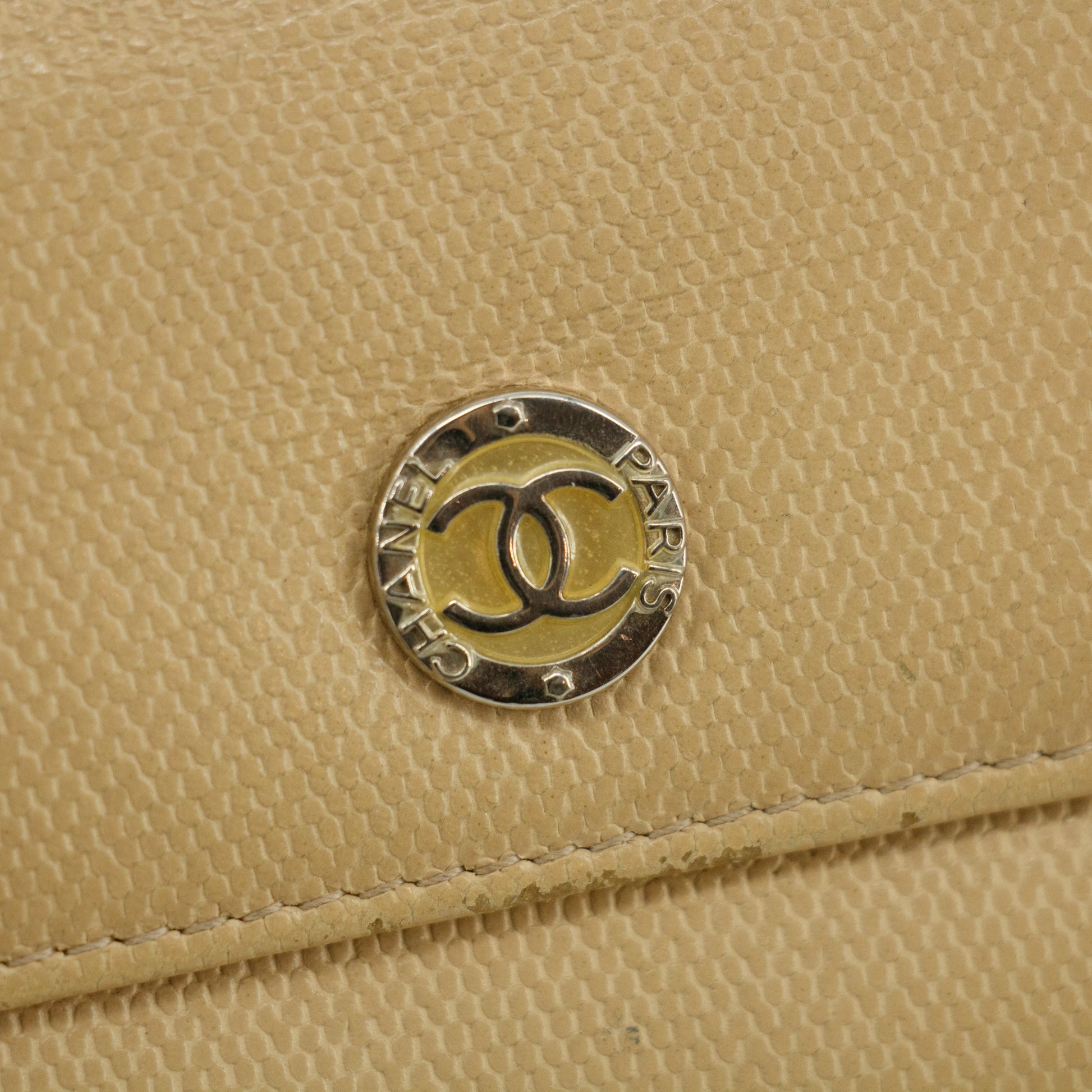 Chanel Beige CC Leather Compact Trifold Wallet #3140