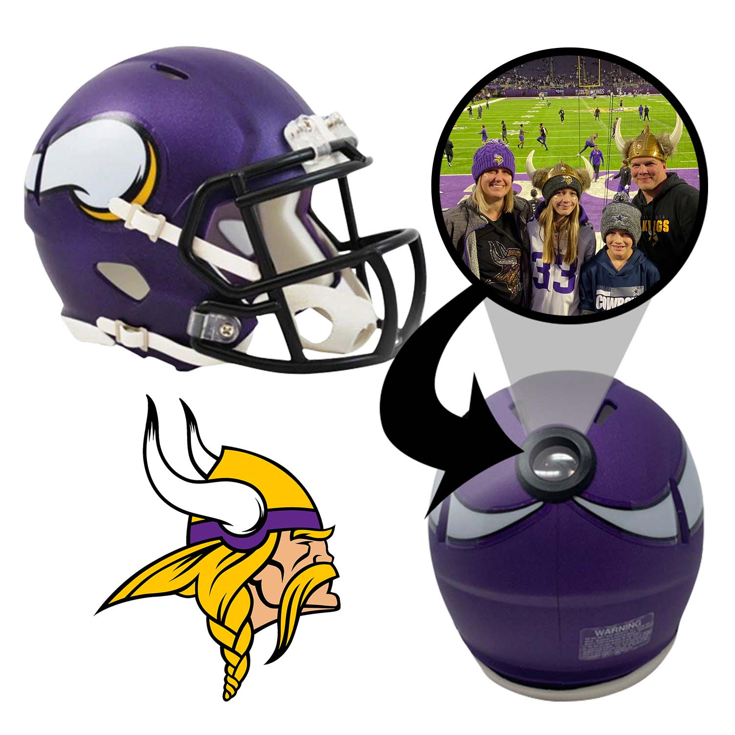 Minnesota Vikings NFL Mini Helmet - Picture Inside