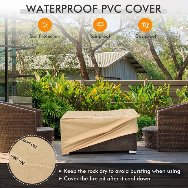 Alora 32" Propane Rattan Fire Pit Table Set W/ Side Table Tank & Cover (90165397)