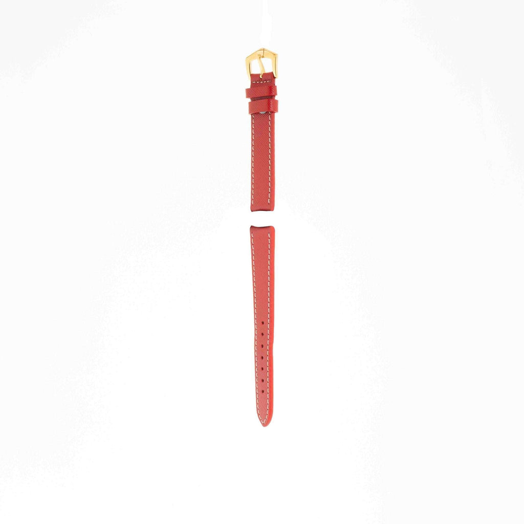 Red Hammered Calfskin Ecru Stitches Watch strap