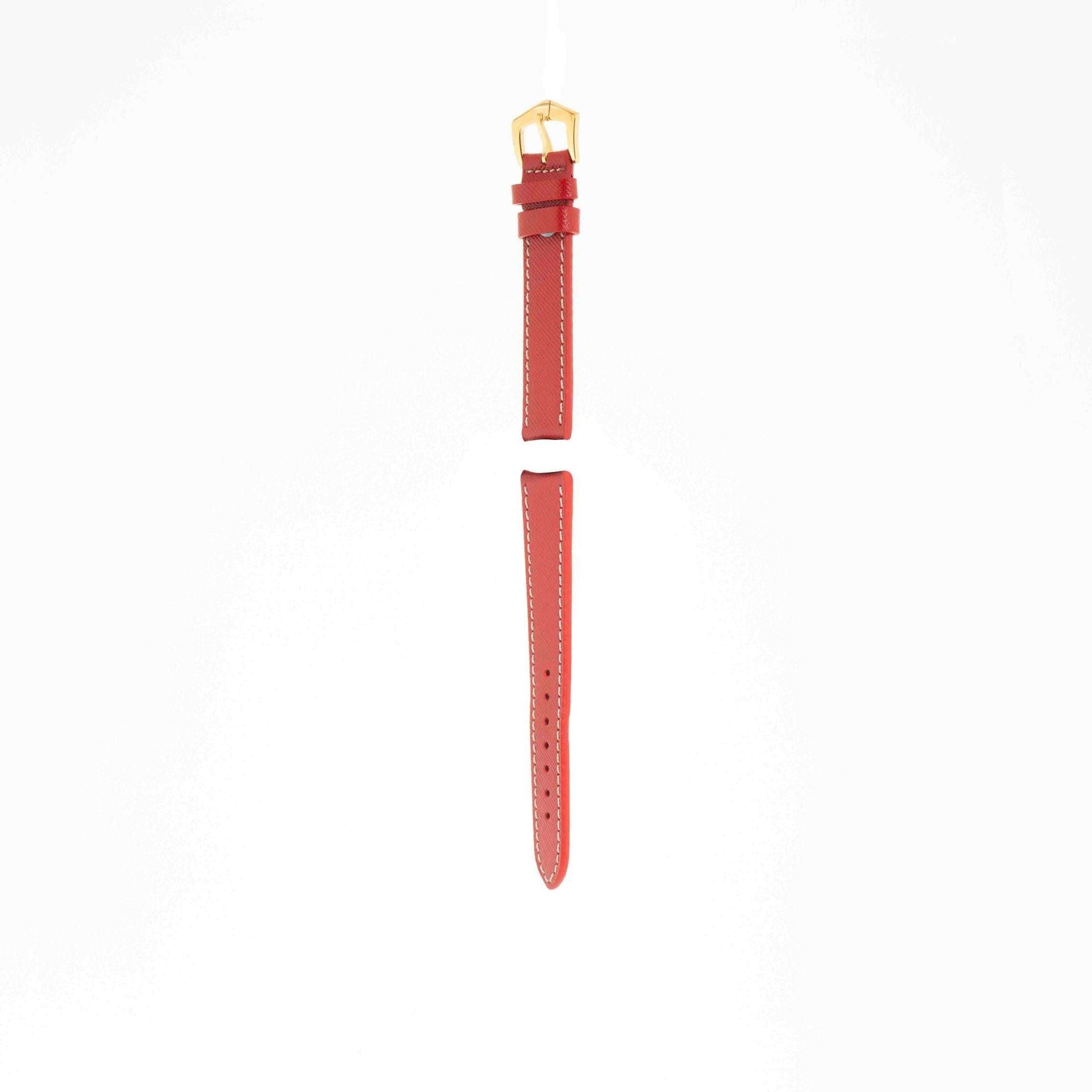 Red Hammered Calfskin Ecru Stitches Watch strap