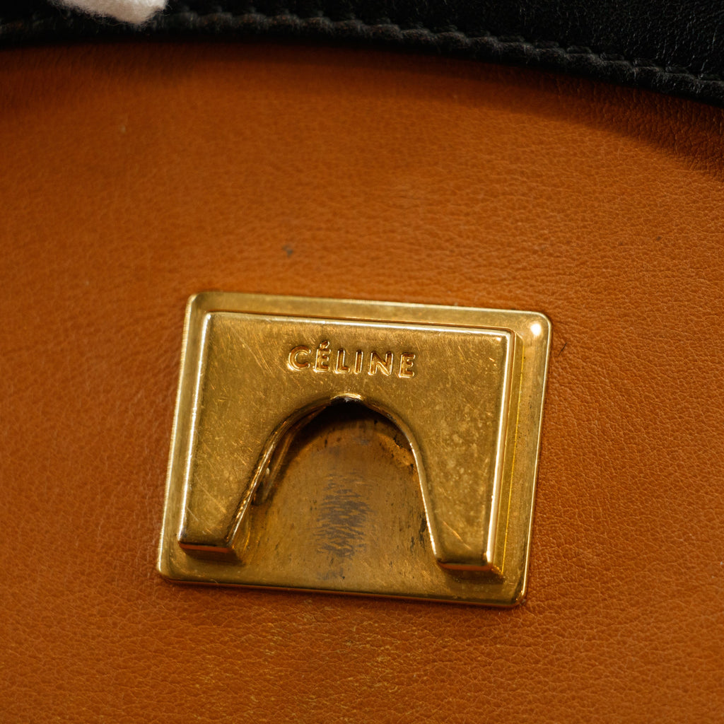 Celine Bicolor Smooth Calfskin Carmel x Black Handbag  #3312