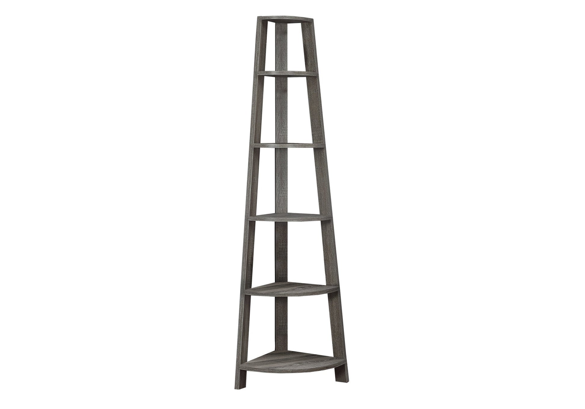 71" Taupe Wood Corner Bookcase