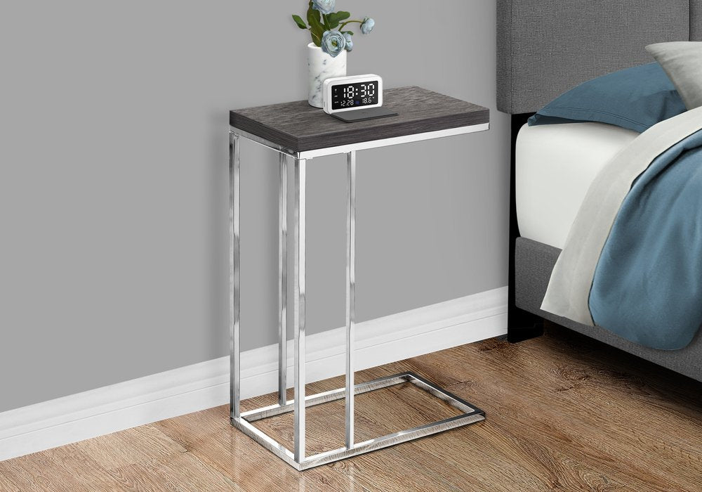 18.25" X 10.25" X 25.25" Cappuccino Particle Board Metal  Accent Table