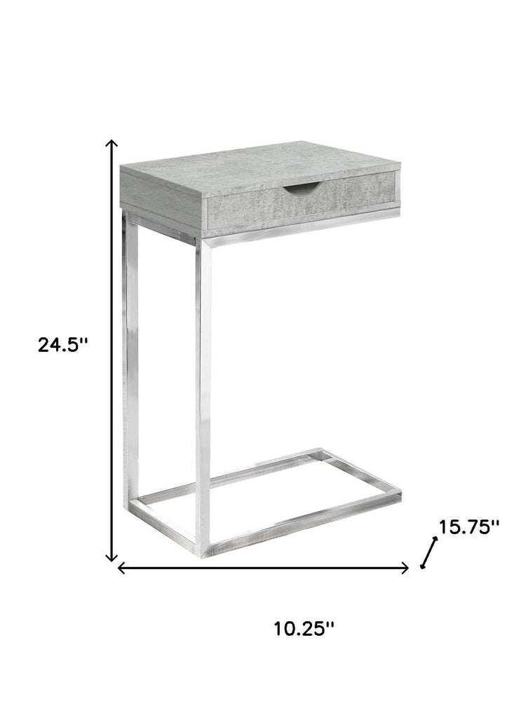 10.25" X 15.75" X 24.5" Cappuccino Finish And Gold Laminated Drawer Accent Table